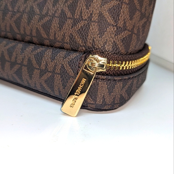 MICHAEL Michael Kors | Aspen Signature MK Logo Genuine Brown Leather Travel Bag - Picture 7 of 7